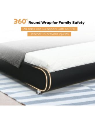 Full Size Faux Leather Upholstered Platform Bed Adjustable Headboard