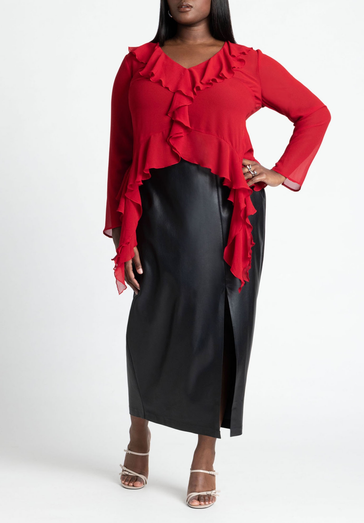 Eloquii Plus Size Ruffle Trim Blouse