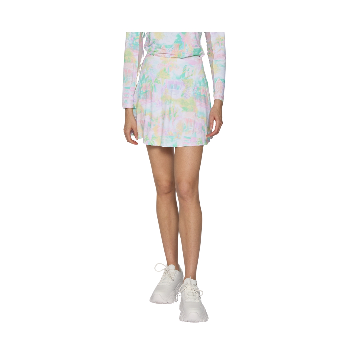 Women's G Lifestyle Back Yoke Ruffle Skort - Navy diamond geo