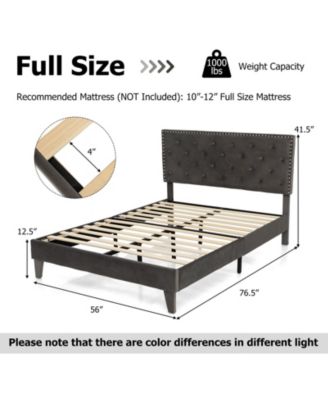 Full Size Upholstered Platform Bed with Tufted Headboard-Full Size