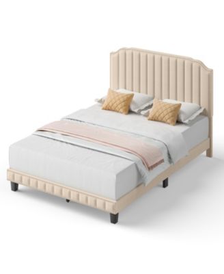 Heavy Duty Upholstered Bed Frame with Rivet Headboard-Full Size