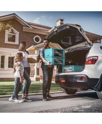 6 Pack Medium Foldable Clothes Storage Bags with Clear Window, Zipper Lid and Carry Handles - for Organizing Bedroom, Closet, Home (Aqua)