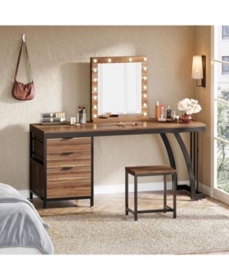 Vanity Desk with 3 Drawers, 59-Inch Chic Makeup Desk for Women, Black Friday Deals