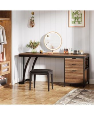 Vanity Desk with 3 Drawers, 59-Inch Chic Makeup Desk for Women, Black Friday Deals