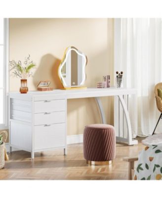 Vanity Desk with 3 Drawers, 59-Inch Chic Makeup Desk for Women, Black Friday Deals