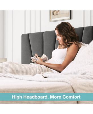 Queen Size Bed Frame with Adjustable Headboard and 4 Storage Drawers, Upholstered Platform Bed Frame