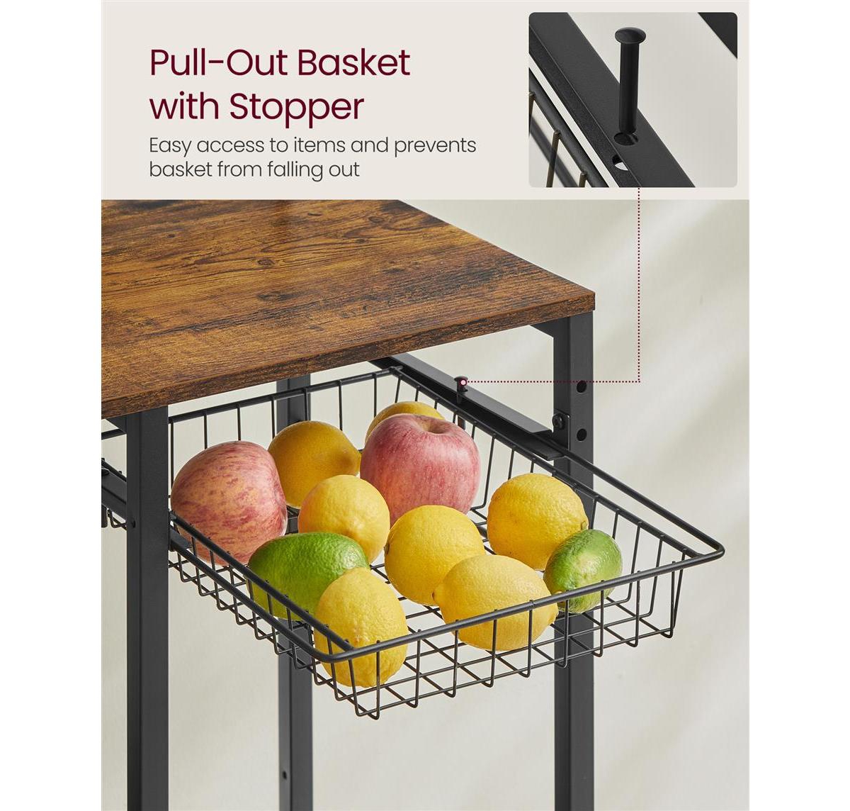 Slickblue Bakers Rack with Power Outlet – Microwave Stand & Coffee Bar with 4 Ac Outlets, Adjustable Shelves, 8 S-Hooks, Basket & Spice Racks