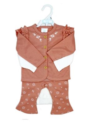 Baby Girls Misty Rose Bell Bodysuit, Pants and Jacket, 3-Piece Set