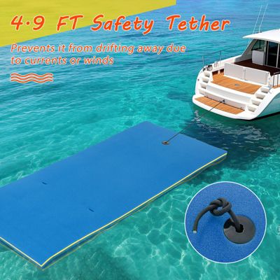 3-Layer Tear-proof Water Mat Floating Pad Island Water Sports Relaxing Blue