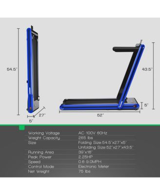 2.25HP Folding Treadmill 2-in-1 Walking Running Machine w/ APP & Remote Control