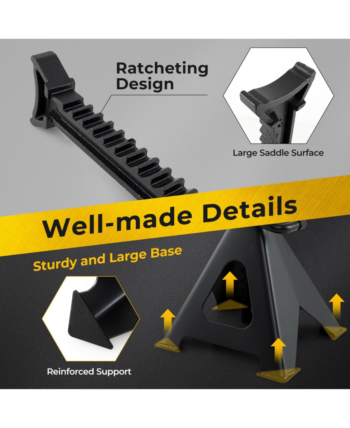 Gouun 6 Ton lbs Capacity Metal Car Lifting Stands with 14-23 Inch Adjustable Height