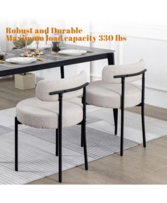 Boucle Dining Chairs Set of 4, Upholstered Kitchen Dining Room Chairs, Side Chairs with Thick Cushions and Metal Legs
