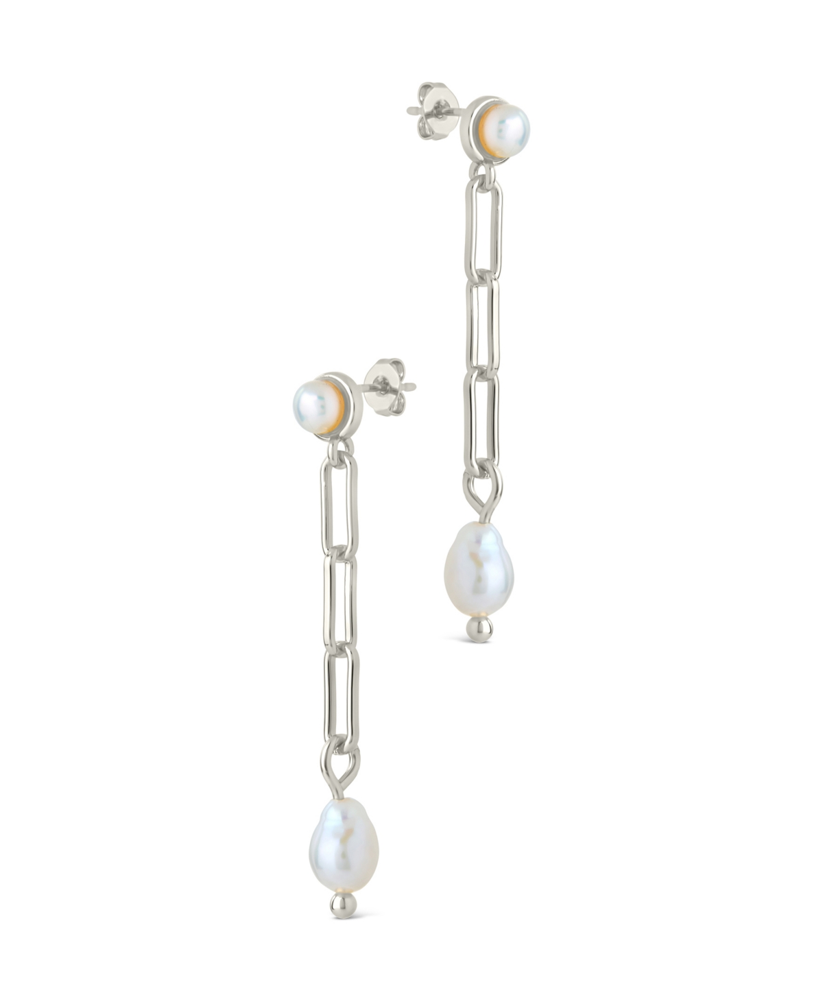 Sterling Forever Fayelynn Mother Of Pearl Chain Drop Earrings In Silver