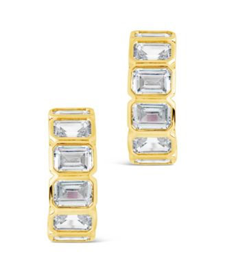 Nyssa Bezel Cubic Zirconia Station Hoop Earrings