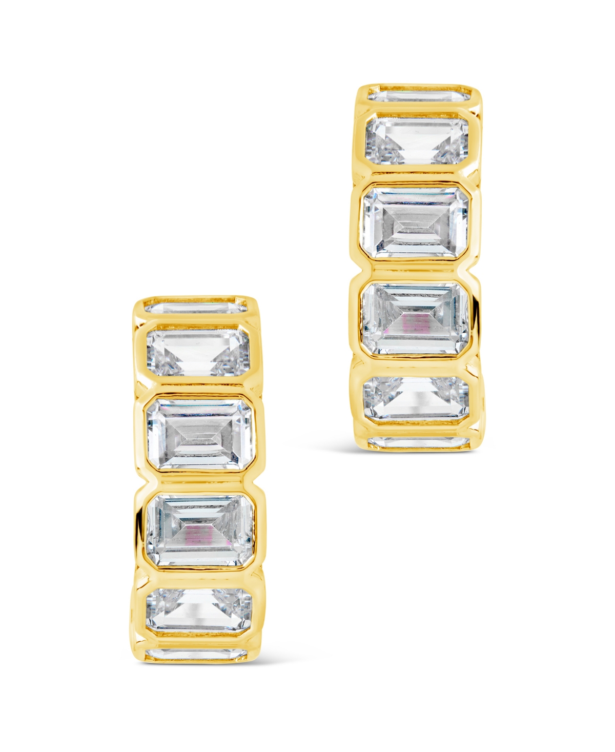 Sterling Forever Nyssa Bezel Cubic Zirconia Station Hoop Earrings In Gold