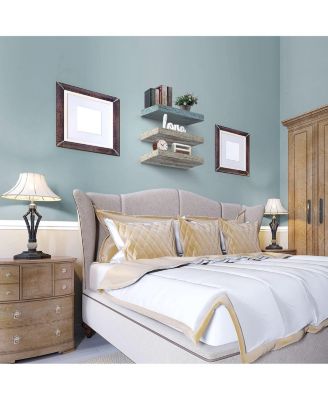 3 Pack 16 Inch Rustic Floating Shelves - for Bedroom, Kitchen, Living Room, Office - Display Trophies, Books, Frames, etc