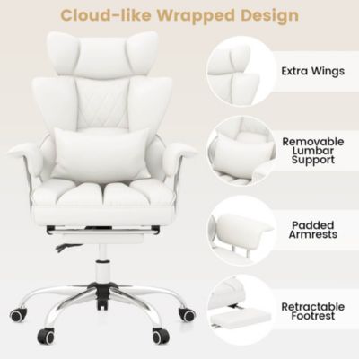 Office Desk Chair Big and Tall Executive Office Chair with Footrest Lumbar Support