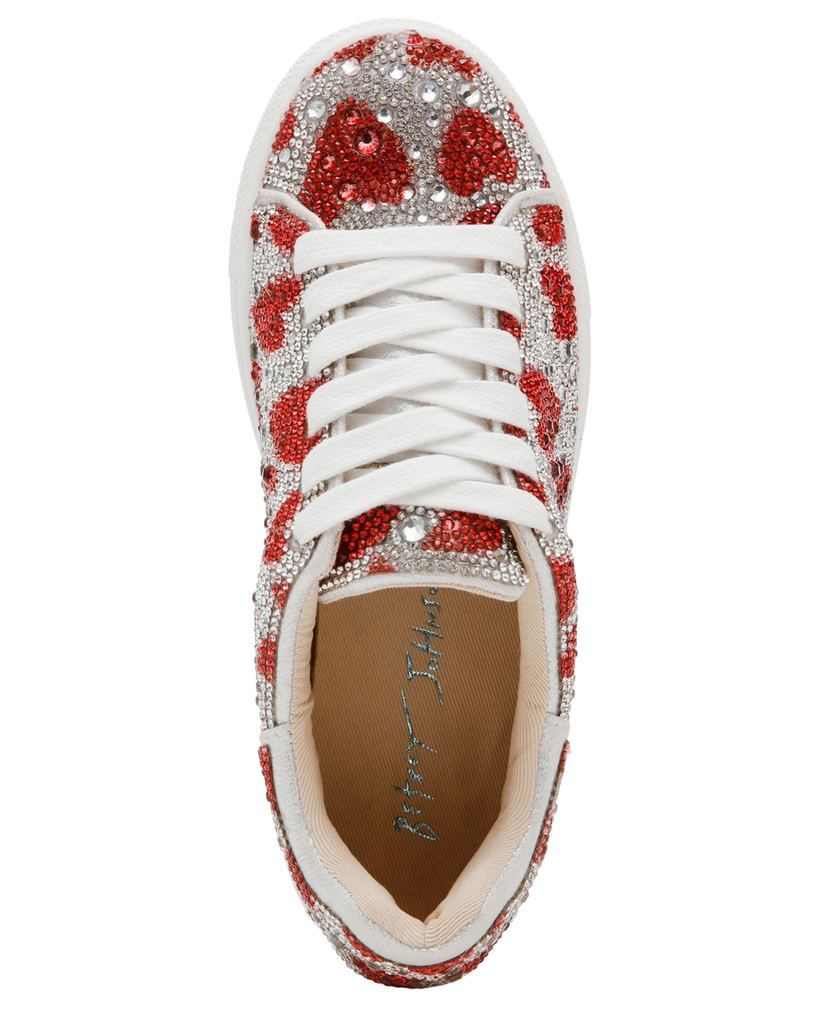 Betsey Johnson Little Girls Sidny Rhinestone Sneakers In Heart