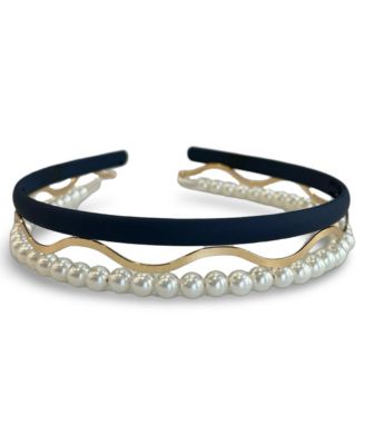 Headband Set - Blue + Pearl + Gold