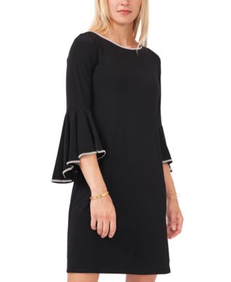 Rhinestone-Trim Bell-Sleeve Dress