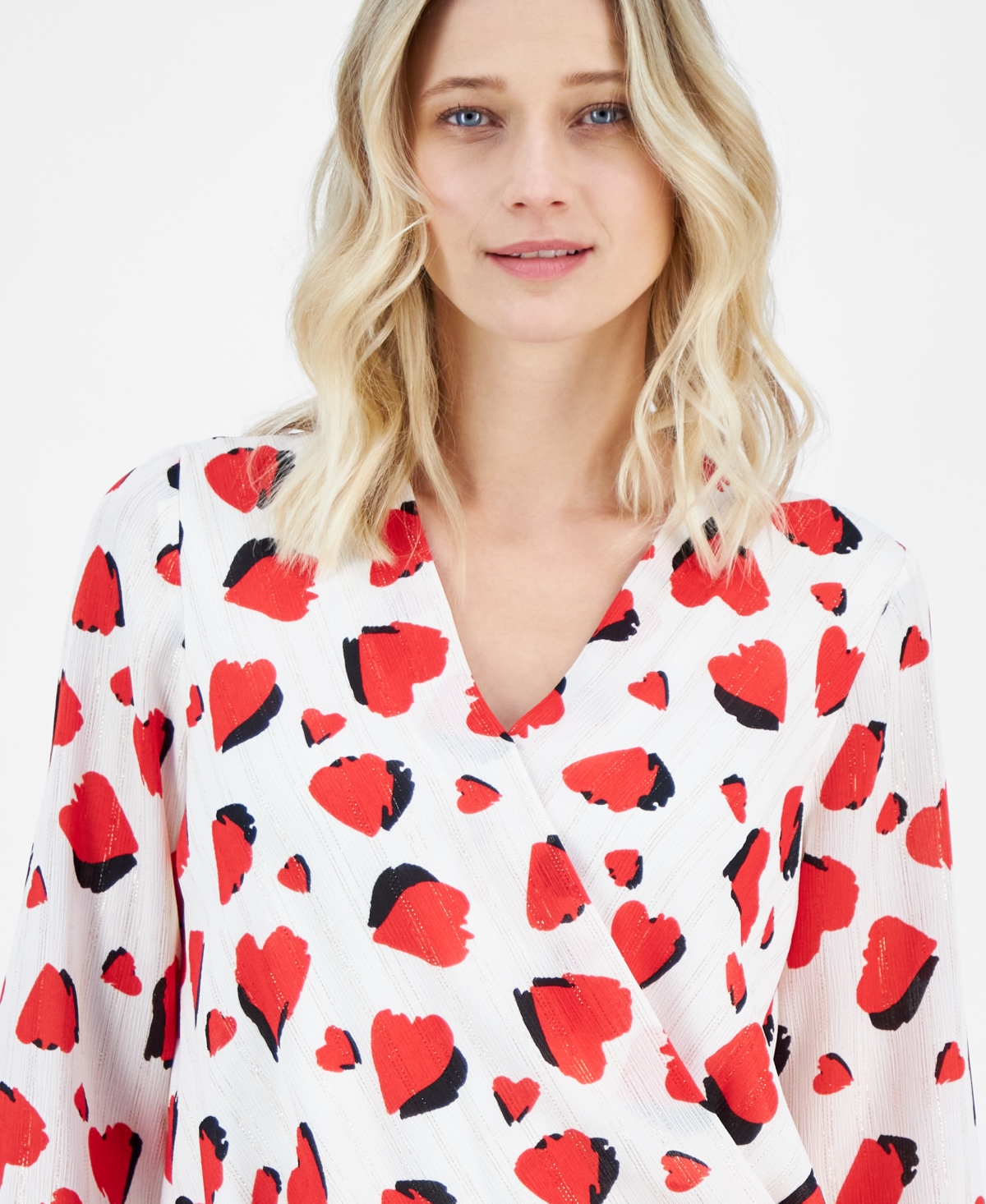 T Tahari Wrap Blouse In Shadow Heart