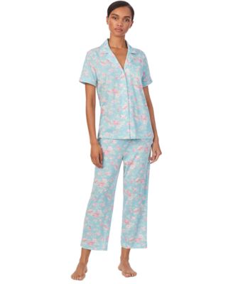 Lauren Ralph Lauren - Petite 2-Pc. Short-Sleeve Notch-Collar Cropped-Pant Pajama Set