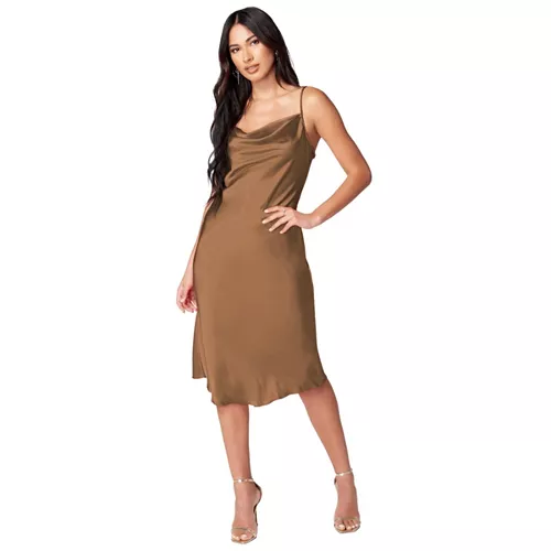 women's satin midi slip dress