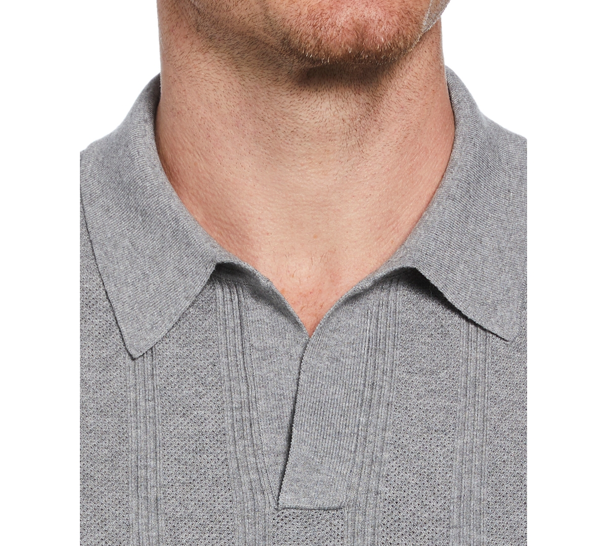 PERRY ELLIS MEN'S JOHNNY COLLAR STRIPE POLO SHIRT 