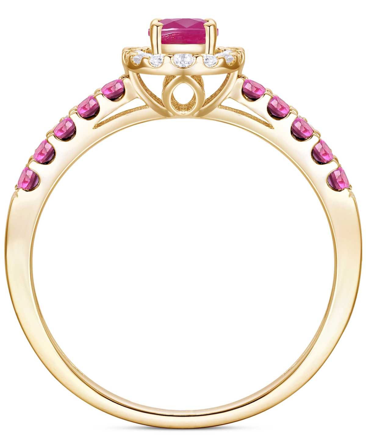 Macy's Sapphire (1 Ct. T.w.) & Diamond (1/6 Ct. T.w.) Oval Halo Ring In 14k White Gold (also Available In R In Ruby