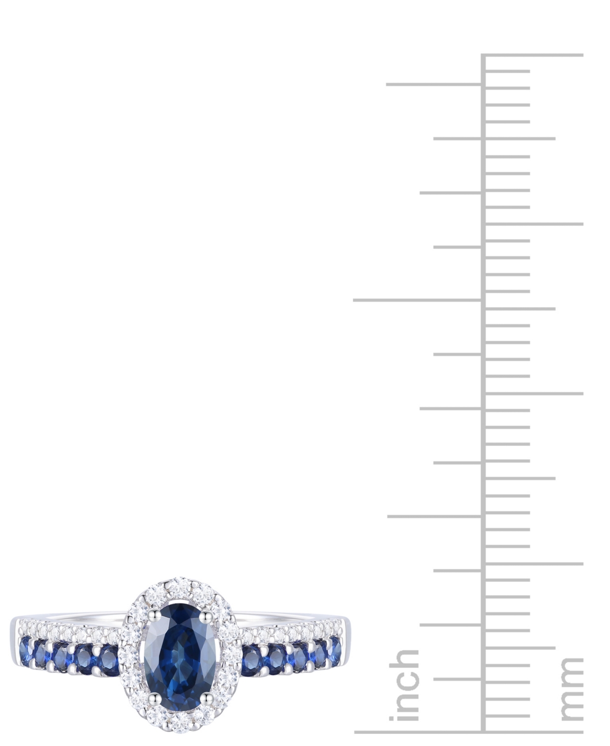 Lab Grown(1 ct. t.w.) & Diamond (1/6 ct. t.w.) Oval Halo Ring in 14k White Gold (Also available in Ruby) - Sapphire