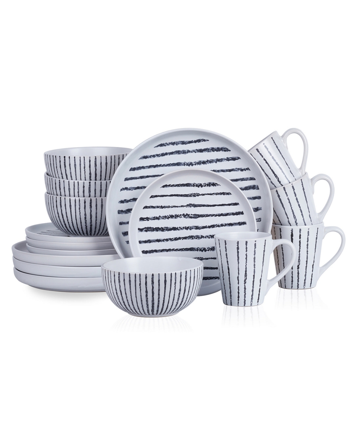 Nova 16 Pc. Dinnerware Set, Service for 4 - Black