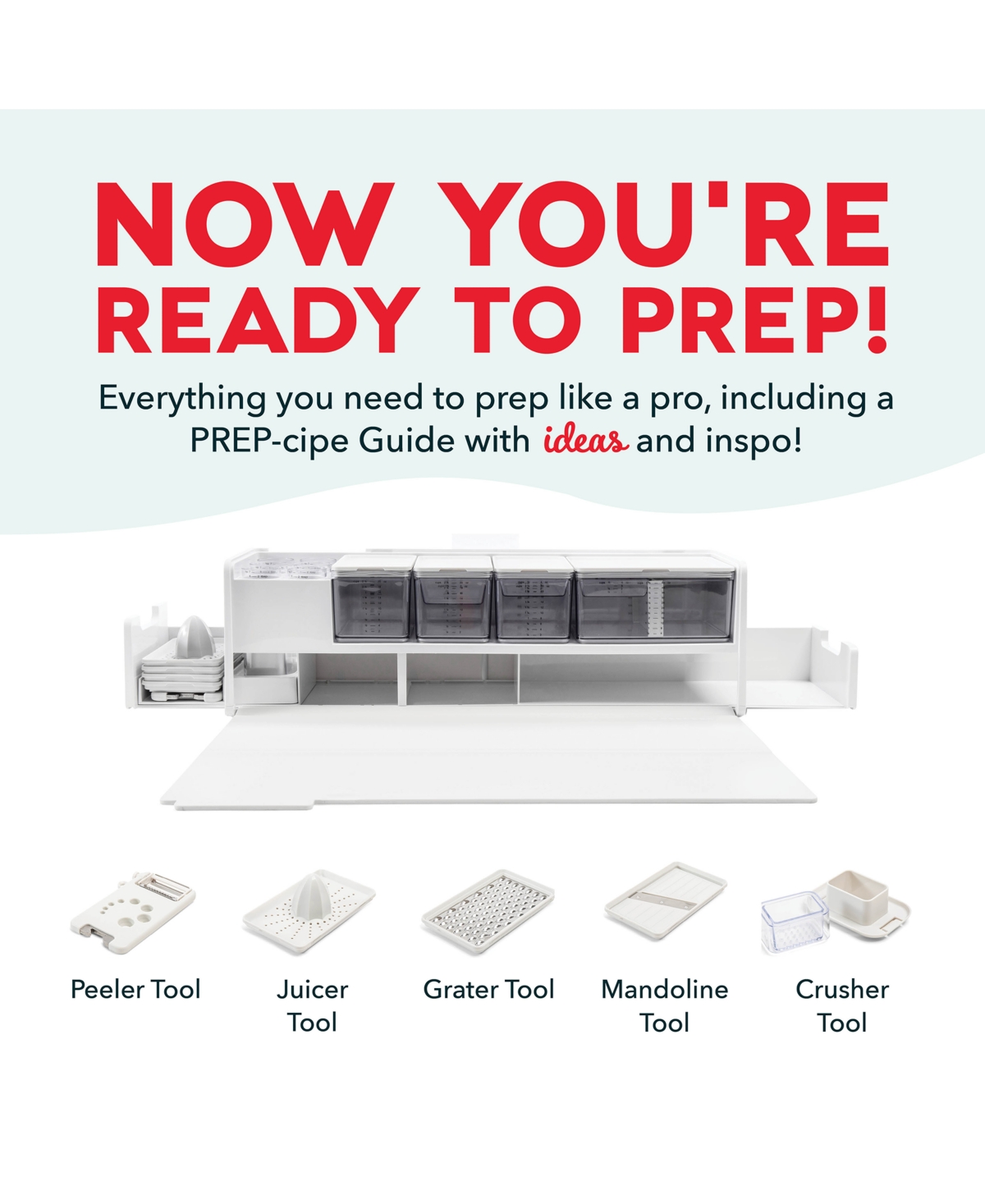 Prepdeck Gen 2 Recipe Prep & Storage Station System In White Stone