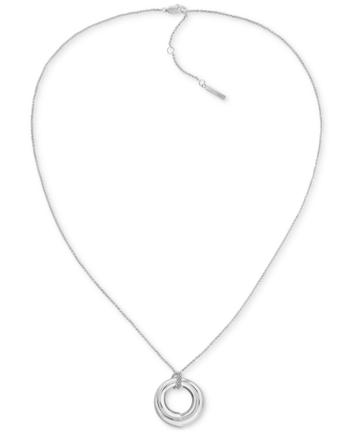 CALVIN KLEIN GOLD-TONE CK SPIRAL PENDANT NECKLACE, 22" + 2" EXTENDER
