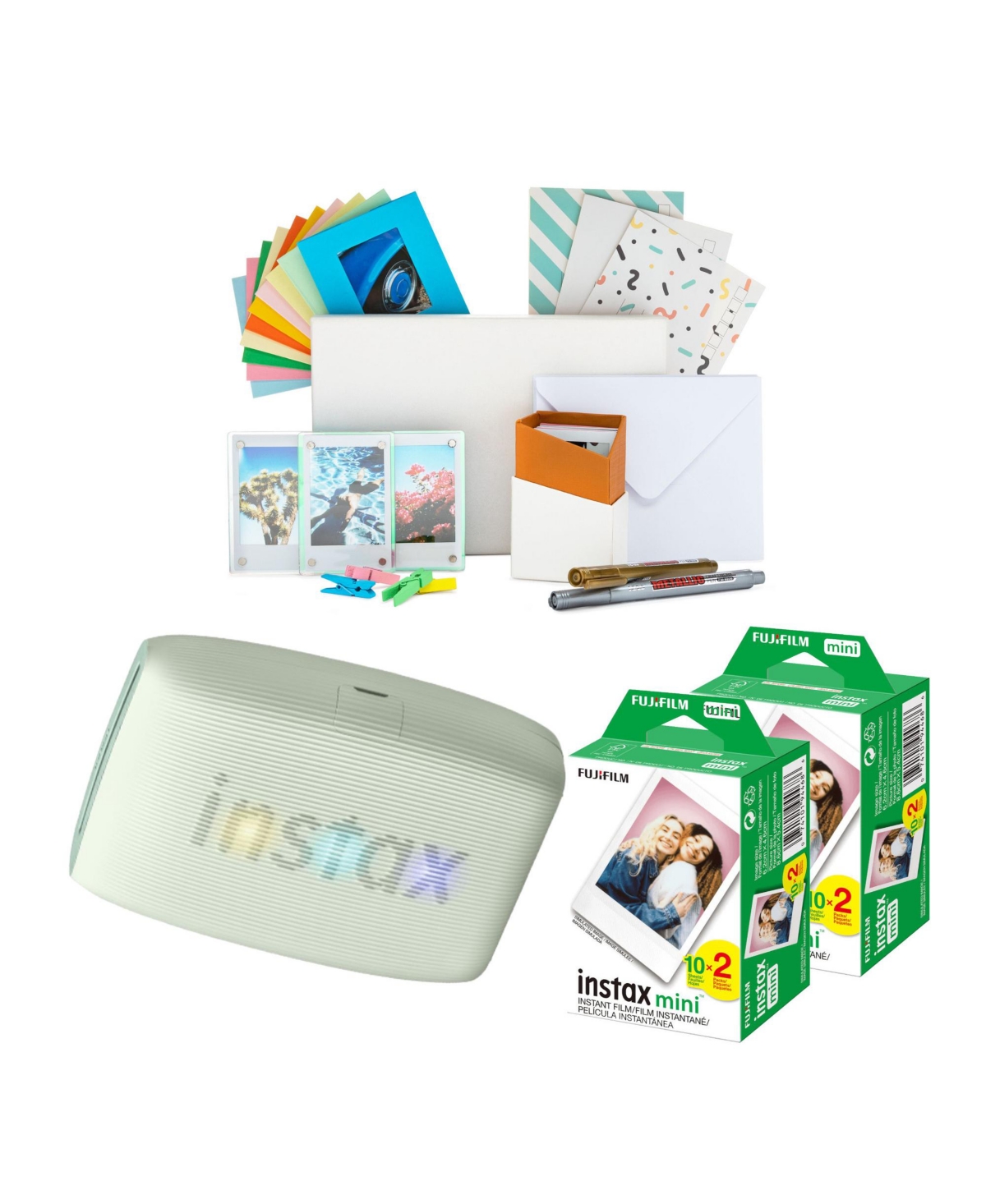 Fujifilm Instax Mini Link 3 Compact Smartphone Printer SageBundle - Green