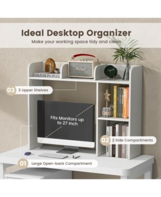 3-Tier Multipurpose Desk Bookshelf with 4 Shelves