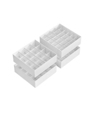 Set of 4 Closet Organizers for Underwear with 80 Cells for Drawer Storage