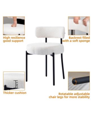Boucle Dining Chairs Set of 1, Upholstered Dining Chairs with Black Metal Legs, Modern Accent Chair