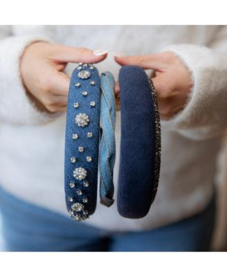 Thin Braid Headband - Light Wash Denim