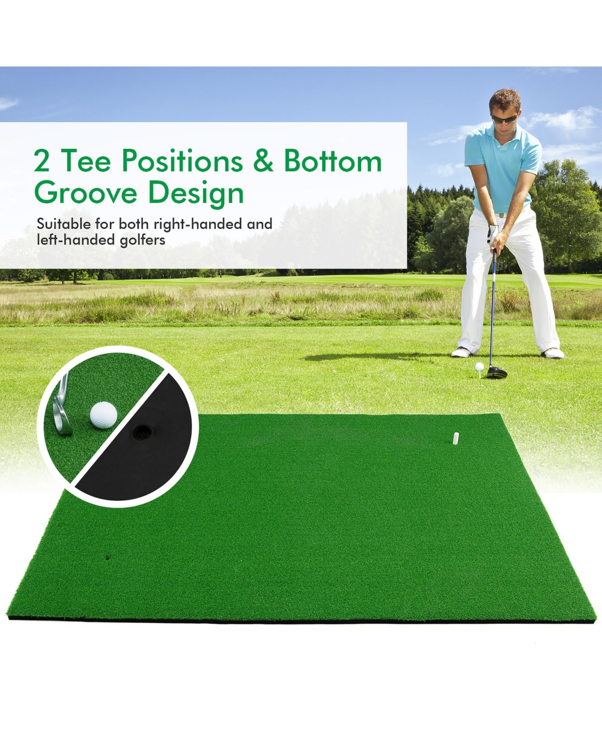 Costway Standard Realistic Feel Golf Practice Mat Putting Mat Synthetic Turf