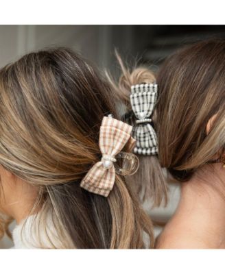 Large Clip - Tan Checkered Pearl