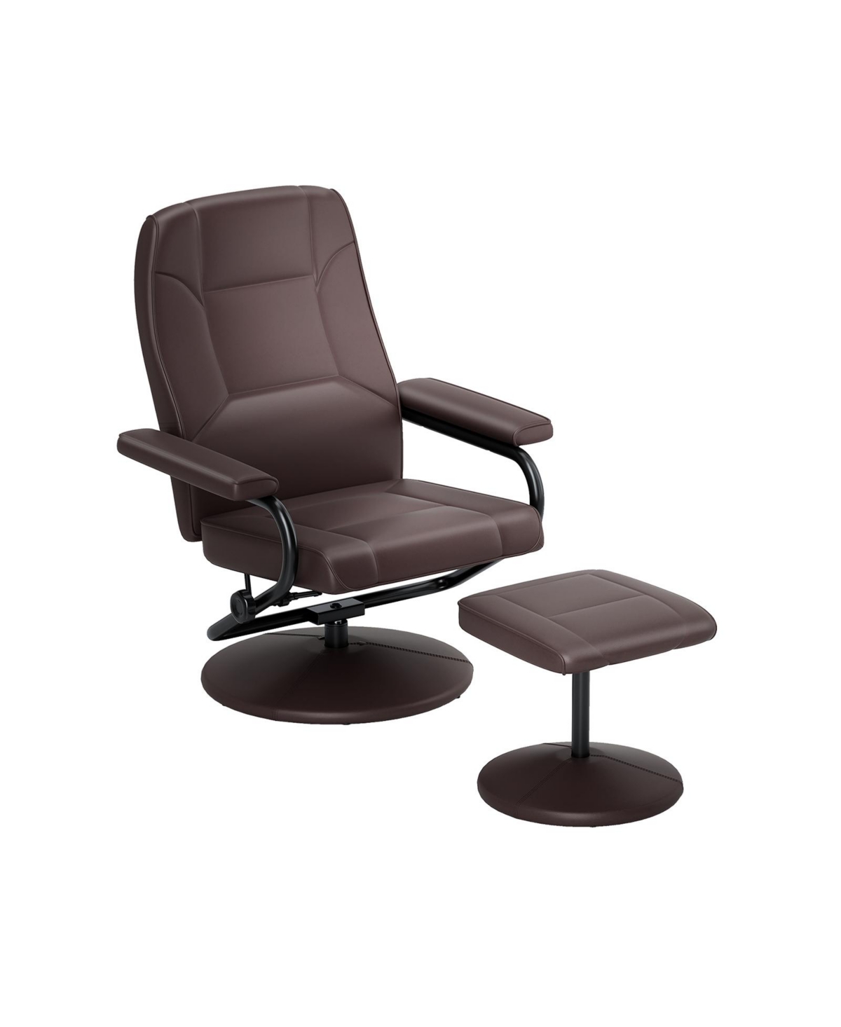Swivel Lounge Chair Recliner with Ottoman - Brown