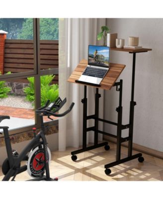 Height-adjustable Mobile Standing Desk with Split Top and Adjustable Angle