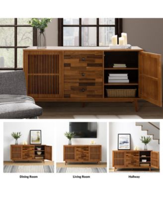 Crrillus Mid-century 58'' Wide 3 Drawer Sideboard with Slatted Doors