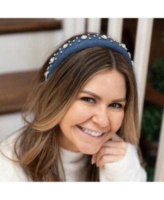 Classic Padded Headband - Denim Rhinestones