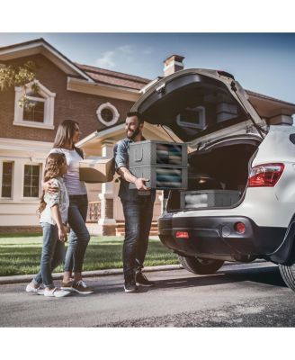 6 Pack Medium Foldable Clothes Storage Bags with Clear Window, Zipper Lid and Carry Handles - for Organizing Bedroom, Closet, Home (Grey)