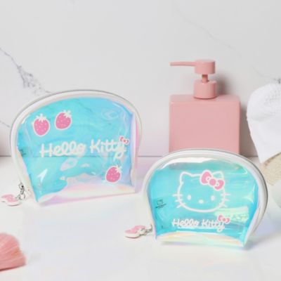 Sanrio Clear Iridescent Large and Small Dome Cosmetic Travel Bag Set