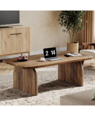 Rectangle Coffee Table, 47-Inch Wood Rectangular Living Room Table, Farmhouse Accent Center Table Low Cocktail Tea Table
