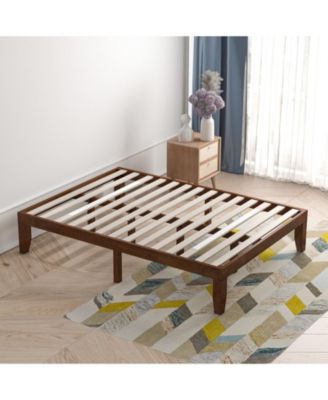 14 Inch Full Size Wood Platform Bed Frame with Wood Slat Support