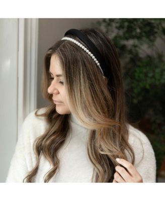 Classic Double Headband Set - Black and Pearl