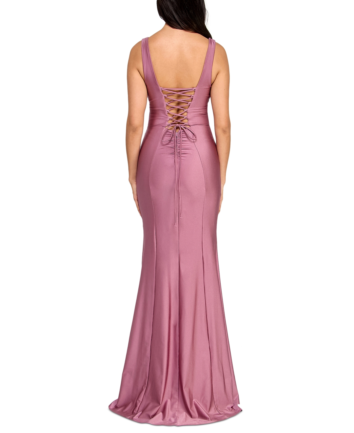 Emerald Sundae Juniors' Corset Lace-up-back Gown In Muave